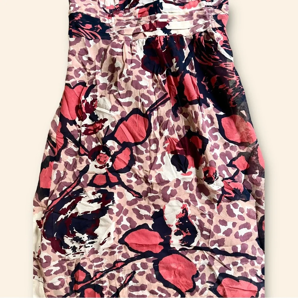 Tory Burch Dress Women's Sz 4 Floral Animal Lined Silk Halter Sleeveless READ! ✅